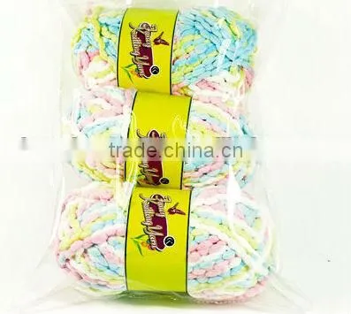 2014 new style multiple color polyester pompon and fancy yarn for knitting made in China