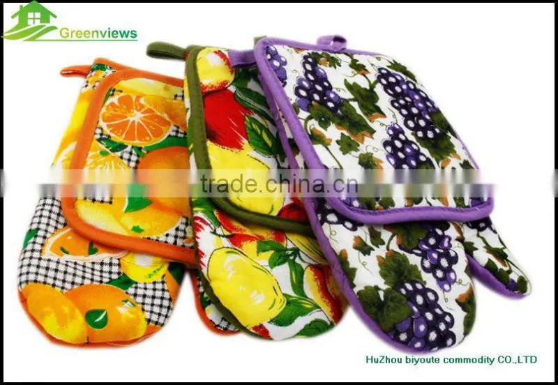 2pc kitchen set oven glove pot holder cotton printed oven mitt and pot holder set for kitchen