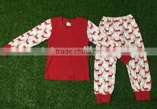 2016 deer patterns christmas pajamas toddler girl clothes boutique childrens clothes sets kids clothing wholesale