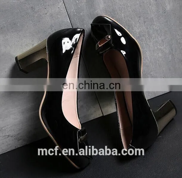 MCH-2394 New style 2017 fashion red professional women OL metal chunky wedge heels shoes round toe high heel shoes suppliers
