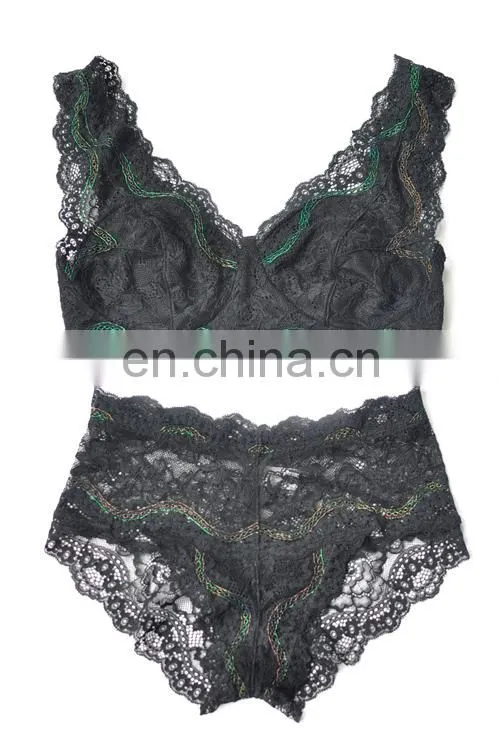 multi color transparent full lace bra panty set