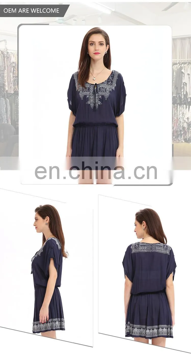 New Model Eco-Friendly 100% viscose Cotton Floral Dress For Ladies