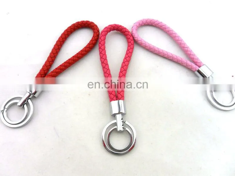 wholesale factory leather braid keychain