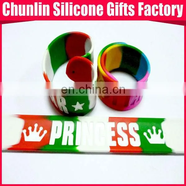 2017 Silicone swirl Slap Bracelet with silk printing