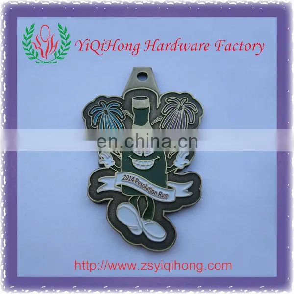Glitter enamel dangler sports gold medal