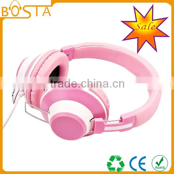 Fashion hot selling best stylish lovely pink leather headphone