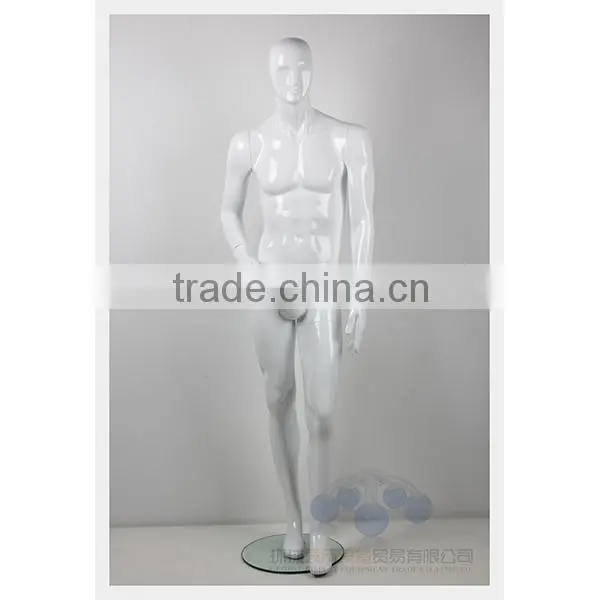 Glossy white fiberglass male mannequin for window display