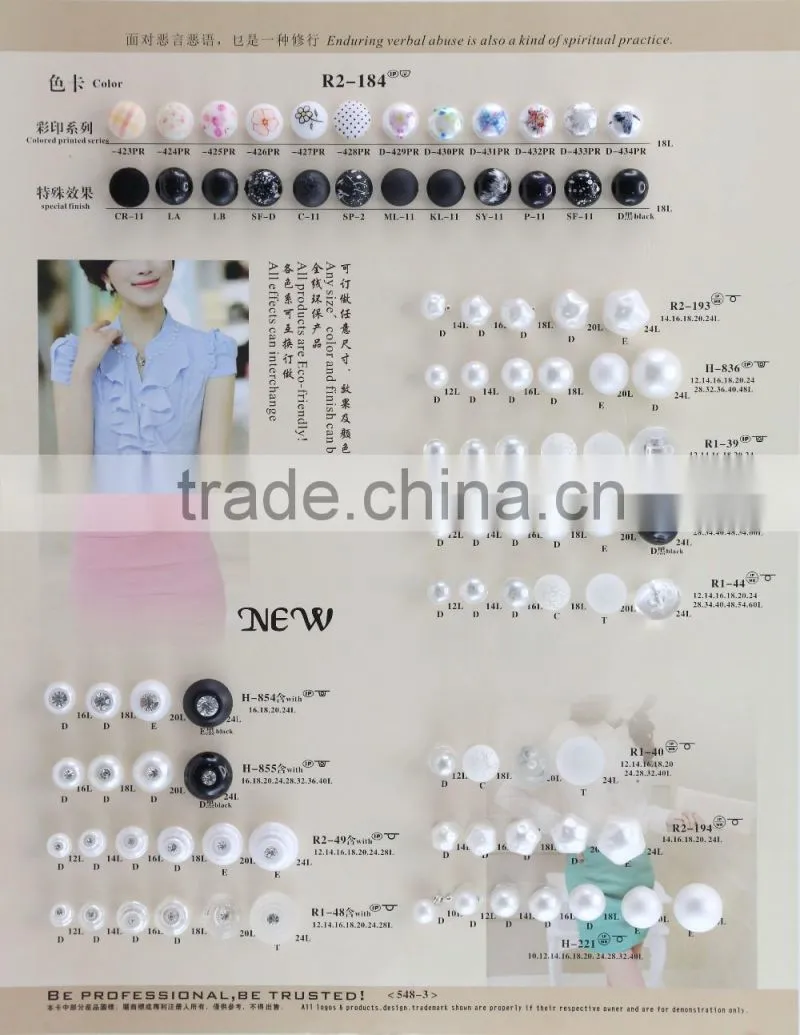 white color pearl button with rhinestone decoration