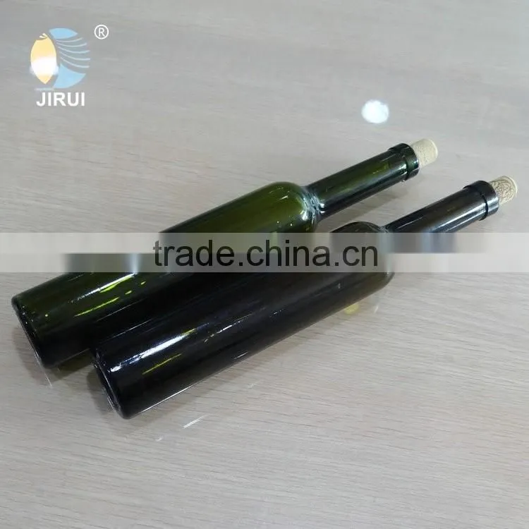 factory customized 375ml black green wine bottle with cork