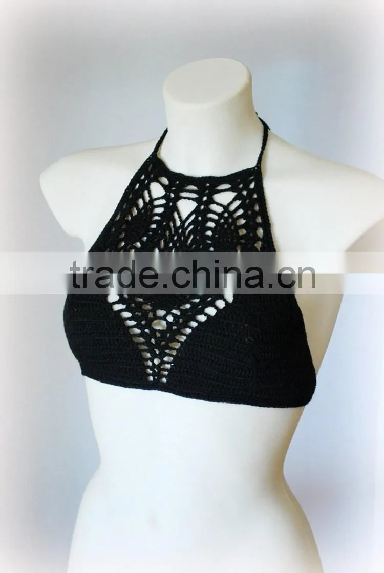 Wholesale Ladies Sexy Crochet High Neck Bikini Top