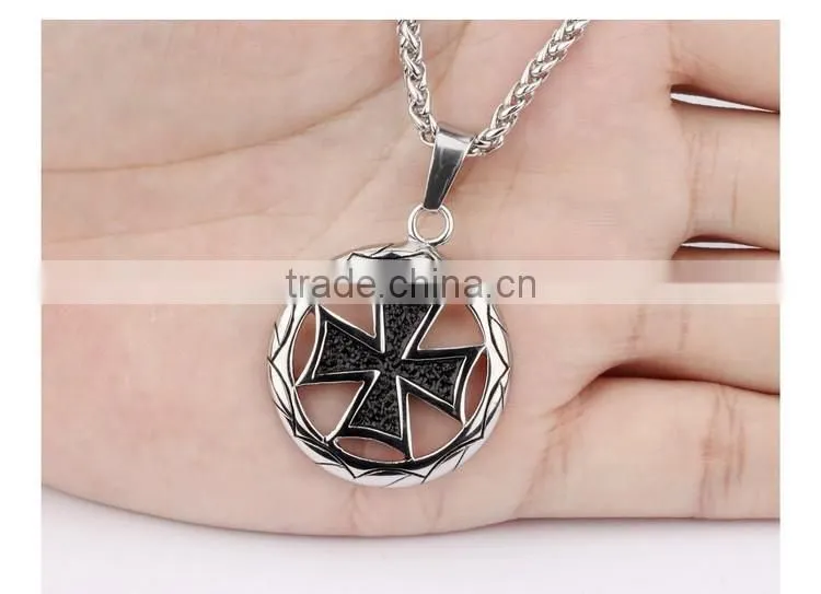 Circle the cross pendant Men's titanium steel casting necklace gold silver color promotion gift