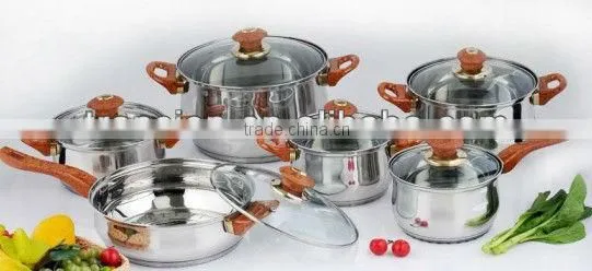 Stainless steel cookware set with glass lid 12Pcs Cookware Sets stainless steel hard anodized pots