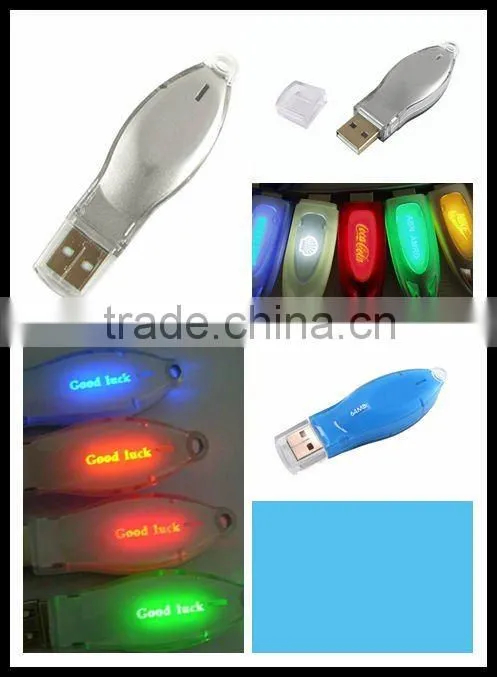 LED light plastic USB pen drive / CE Rohs FCC approved / Original chip