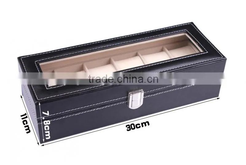 W806-20 20 Grid Slot Black PU Leather Big Watch Packaging Box with Drawer