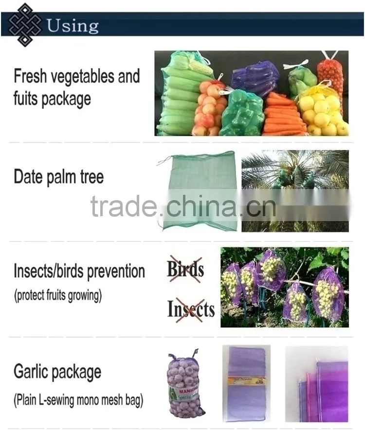 High quality mesh portioning bag for packing vegetables, fruits