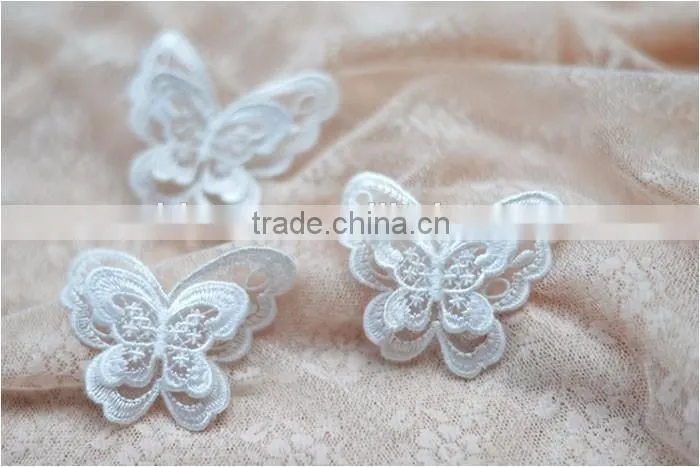 7*5cm China factory cheap sew on DIY accessory polyester organza embroidery coloruful butterfly patch