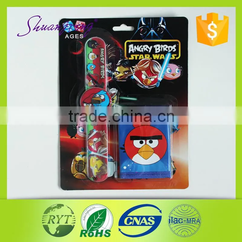 popular china supplier PVC kids snap watch with wallet suit