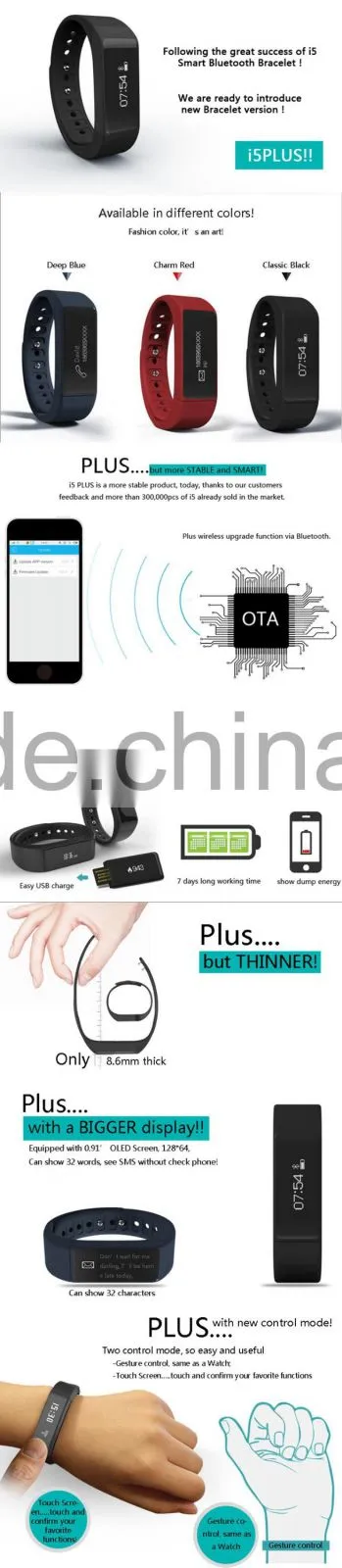 Smart remote controlled led custom bracelet mobile phone
