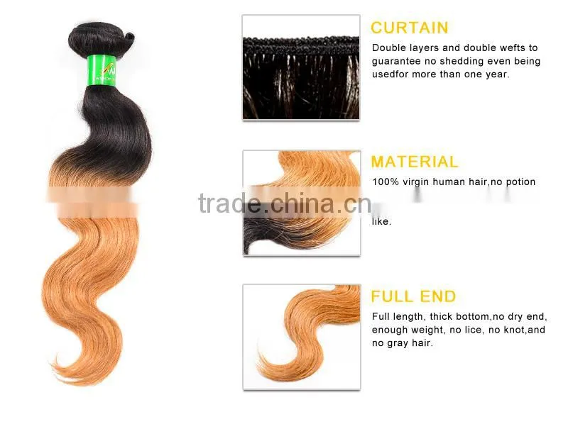8a Ombre Color 12in- 30in Indian Virgin Remy Body Wave Hair Extension