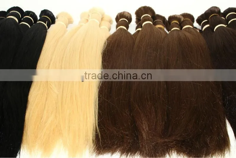 human cheap remy hair bulk,braid hair bleached and dyed into different colors