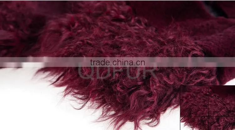 QD29641 New Design Rex Rabbit Fur Coats With Lamb Fur Trim