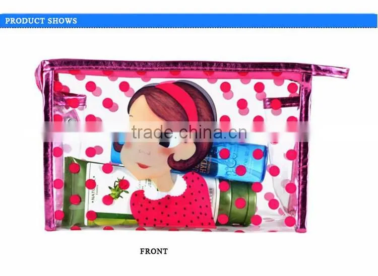 fashion transparent PVC for cartoon cosmetic bag simple small makeup bag