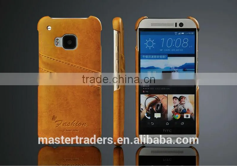 Original Fashion Wax Grain PU Leather Back Cover Case With Card Slot For HTC One M9 MT-3556