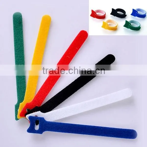 Customized adjustable hook and loop cable tie with buckle