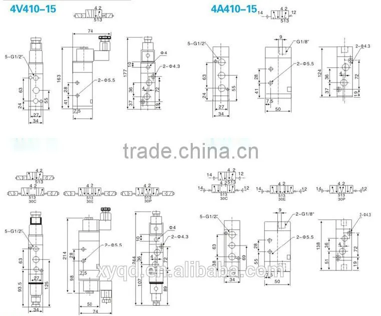 4V400 Series Airtac Type Pneumatic Solenoid Valve 4w