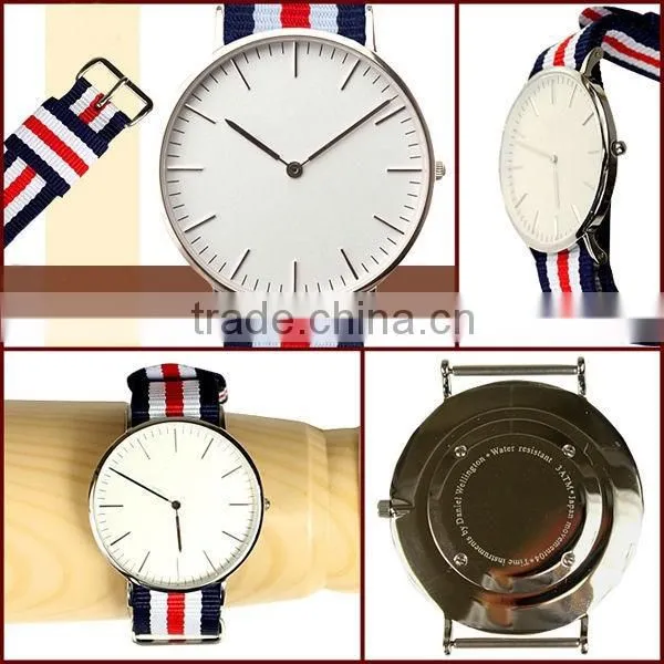 Ultra-thin slim case top-selling watch, fancy nylon strap men's watch, Japan movement stainless steel back men's watch