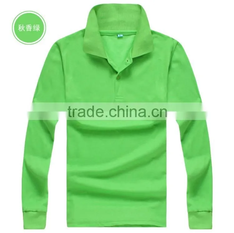 Cheap Price 100% Polyester Long Sleeve Polo Shirt With Pockets