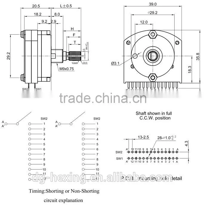 Metal shaft microwave oven rotary switch