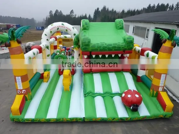newest crocodile foot slide combo, EN14960 certified crocodile inflatable playground, inflatable fun city