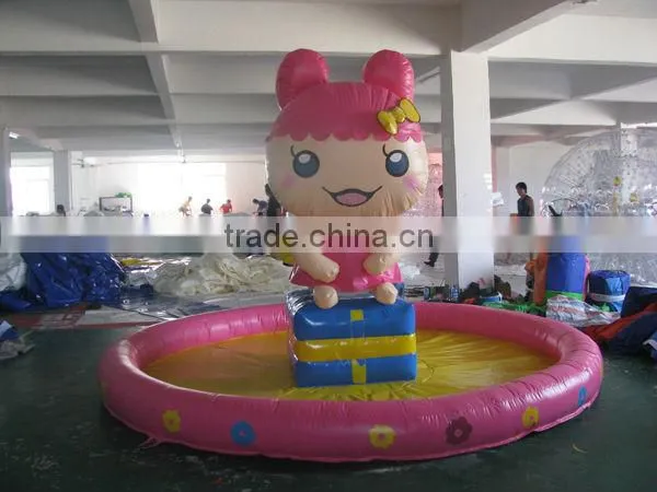 hot selling red inflatable pool with pretty girl