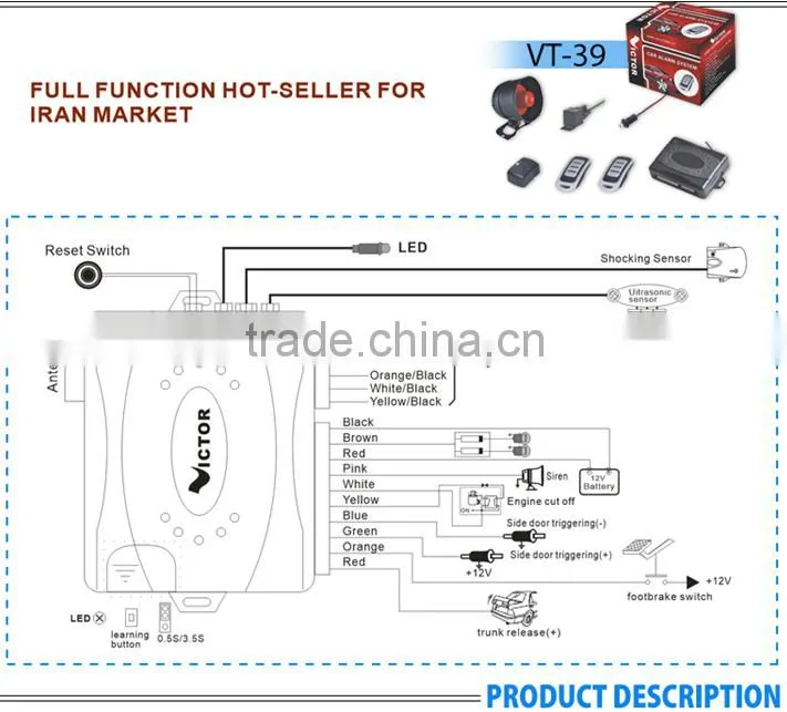 car alarm with silent arming and anti-hijacking 2 way car alarm remote