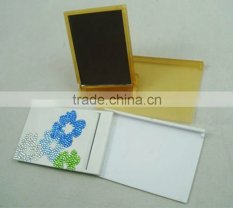 Cheap makeup mirror plastic / promotion pocket size mirror square / fashion plasitc sliding pocket mirror