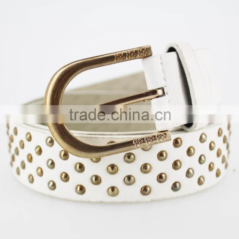 Women's fashion studded belt accessories with embossed buckles in yiwu