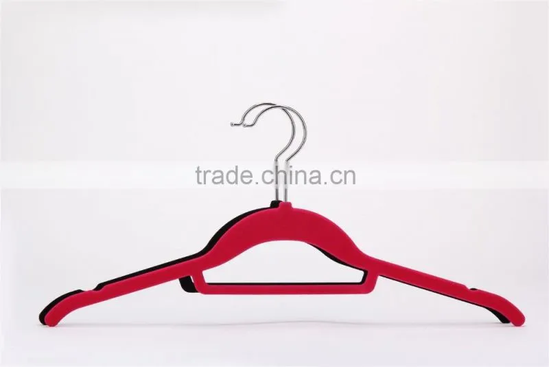 flocked plastic short clothes hanger