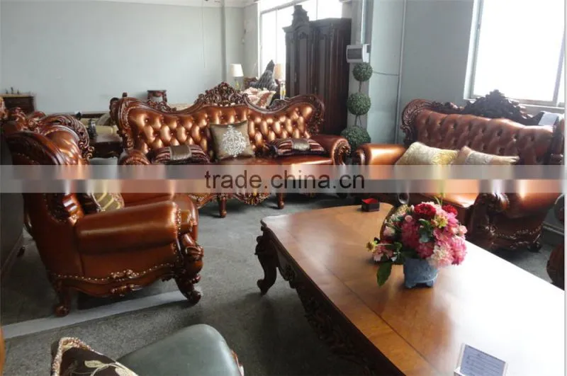 Orange leather single sofa carved sofa gold furniture