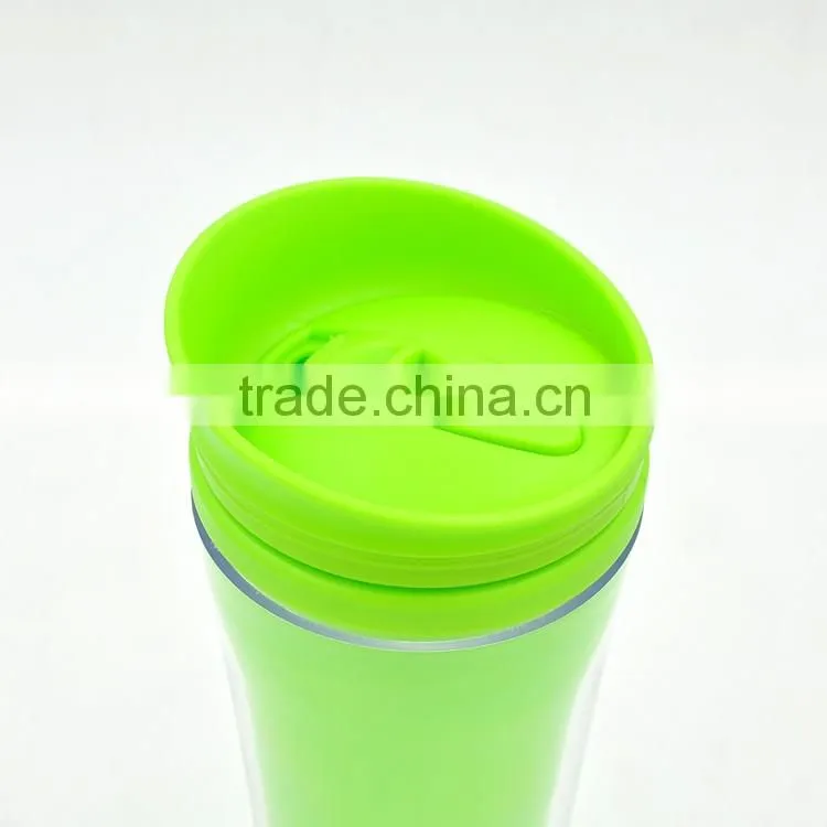 400ml BPA Free Double Wall Plastic Cup With Screw On Lid
