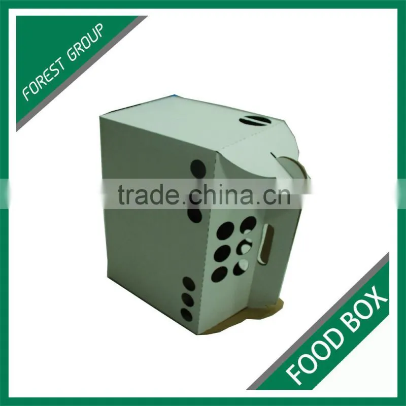 WHITE PLAIN CORRUGATED FOOD BOX FOR SHIPPING HAMBURGER WITH CUSTOM LOGO AND PRINT
