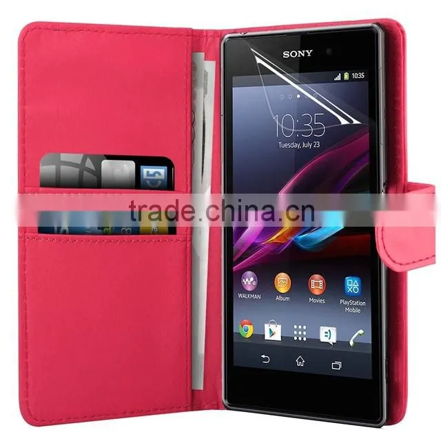 Fancy Rose PU Wallet Waterproof Shockproof Cover Case For Sony Xperia Z1