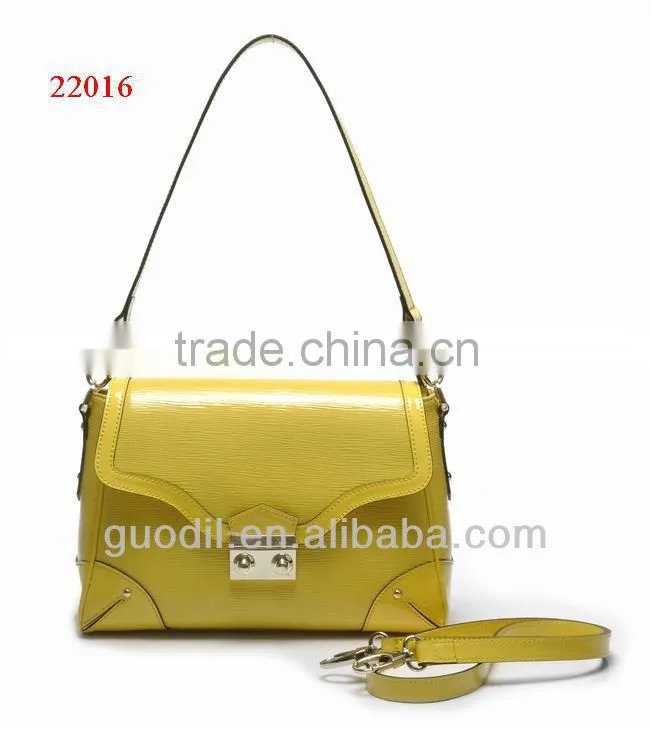 Wholesale handbag crinkle pu leather with patent woman small tote bags2014