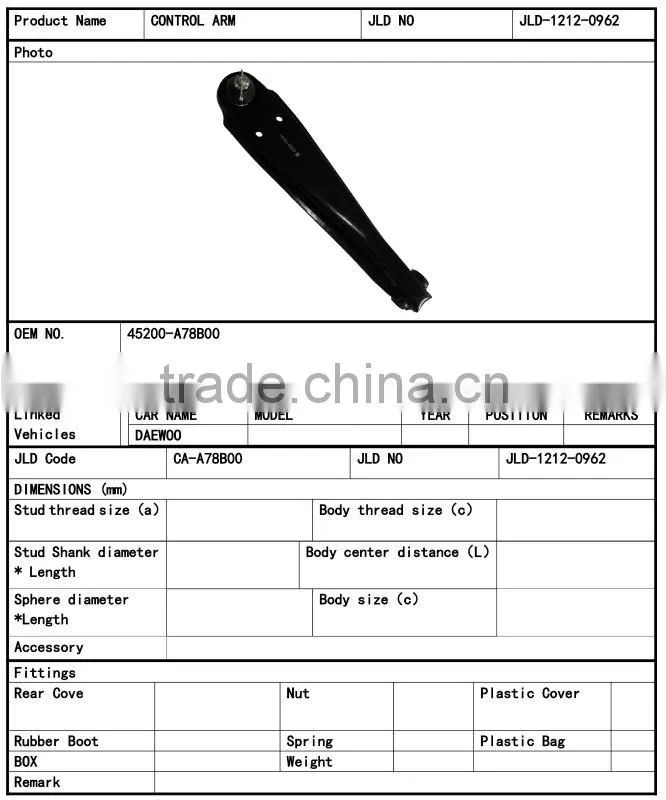 45200-A78B00 Daewoo Suspension Lower control arm for Daewoo