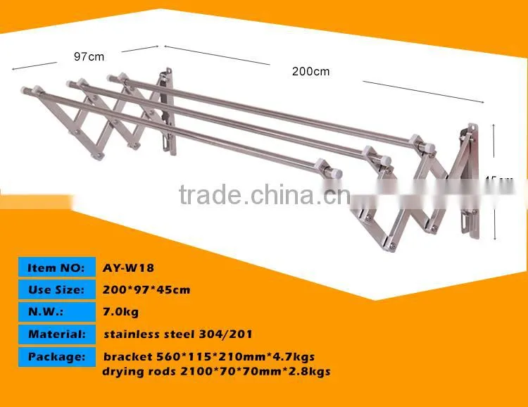 Outdoor Aluminium or Stainless Steel Clothes Rack,Retractable Clothes Hanger Wall Mounted Laundry Drying Racks