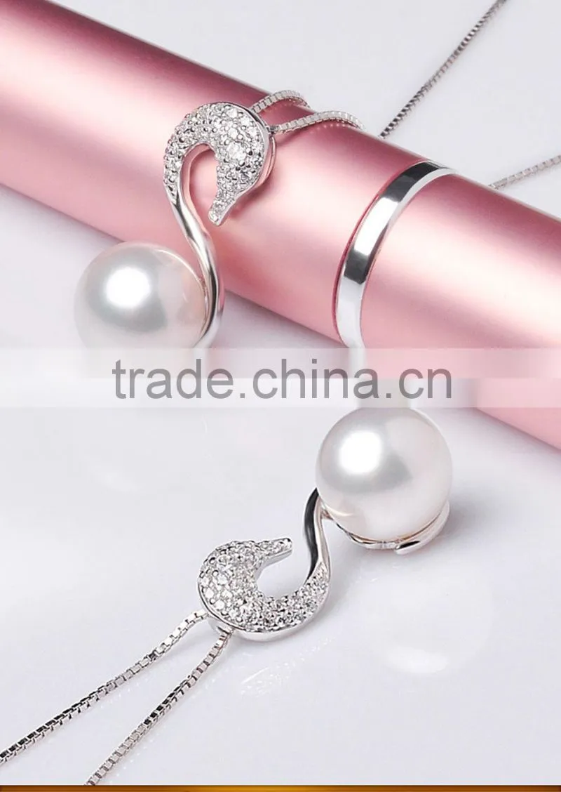 aaa round pearl pendant freshwater swan shape 10mm lovely design for wholesale price