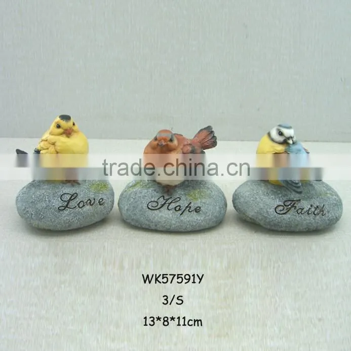 Garden decoration handmade wholesale polyresin bird figurines
