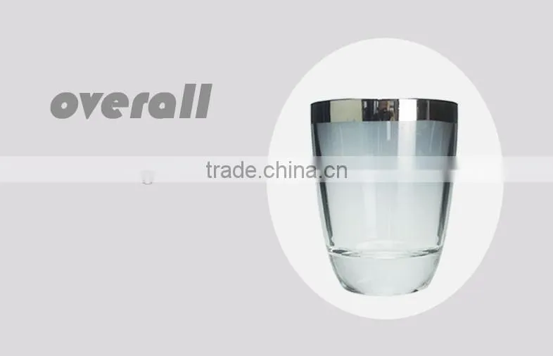 cheap Trust wholesale custom Glassware Manufactory whiskey glass cup with silver rim Hand made