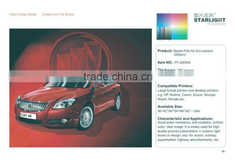 Digital Printing Material Backlit Film Eco-solvent Printing Material for Scroll Light Boxes
