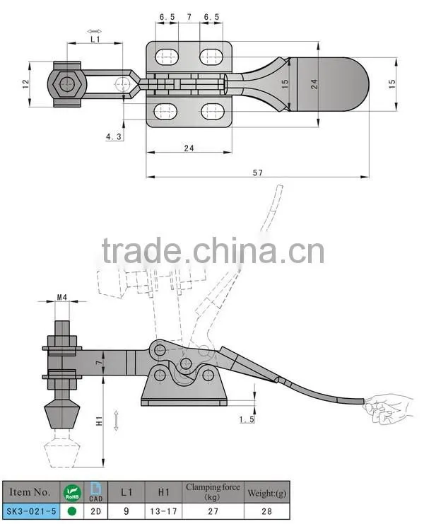 2016 hot sale SK3-021-5 horizontal toggle clamp